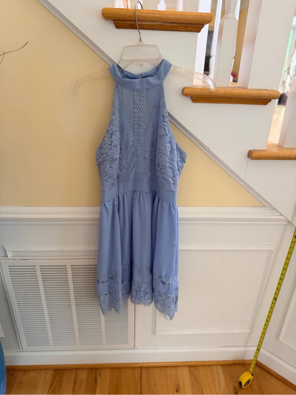 Ladies Size Small Altar'd State Light Blue Lace Halter Dress SEXY FIT GUC